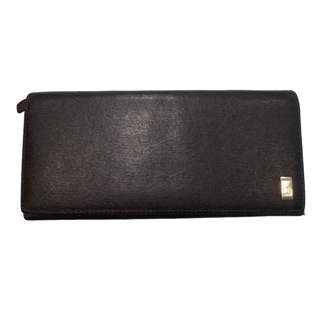 dunhill Black Leather Men's / Women’s Bi-Fold Long Wallet